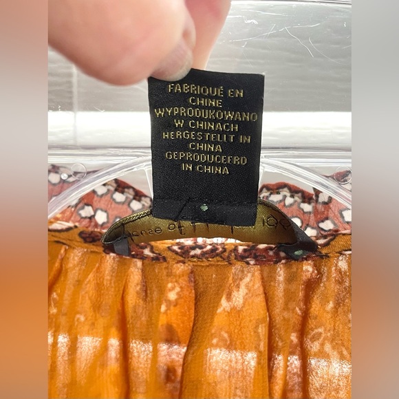 House of Harlow 1960 Boho Mini Dress - Sz Large - Mustard Brown - Floral- Ruffle - Picture 5 of 13